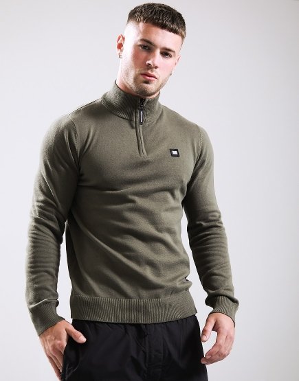 Weekend Offender Vandium Half Zip Knit Dark Green