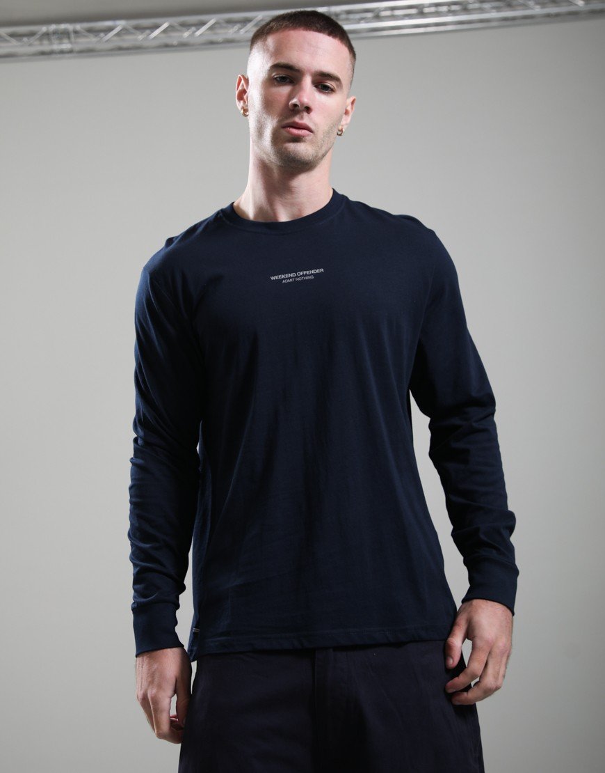 Weekend Offender Werfen Long Sleeve T-Shirt Navy/Mid Grey