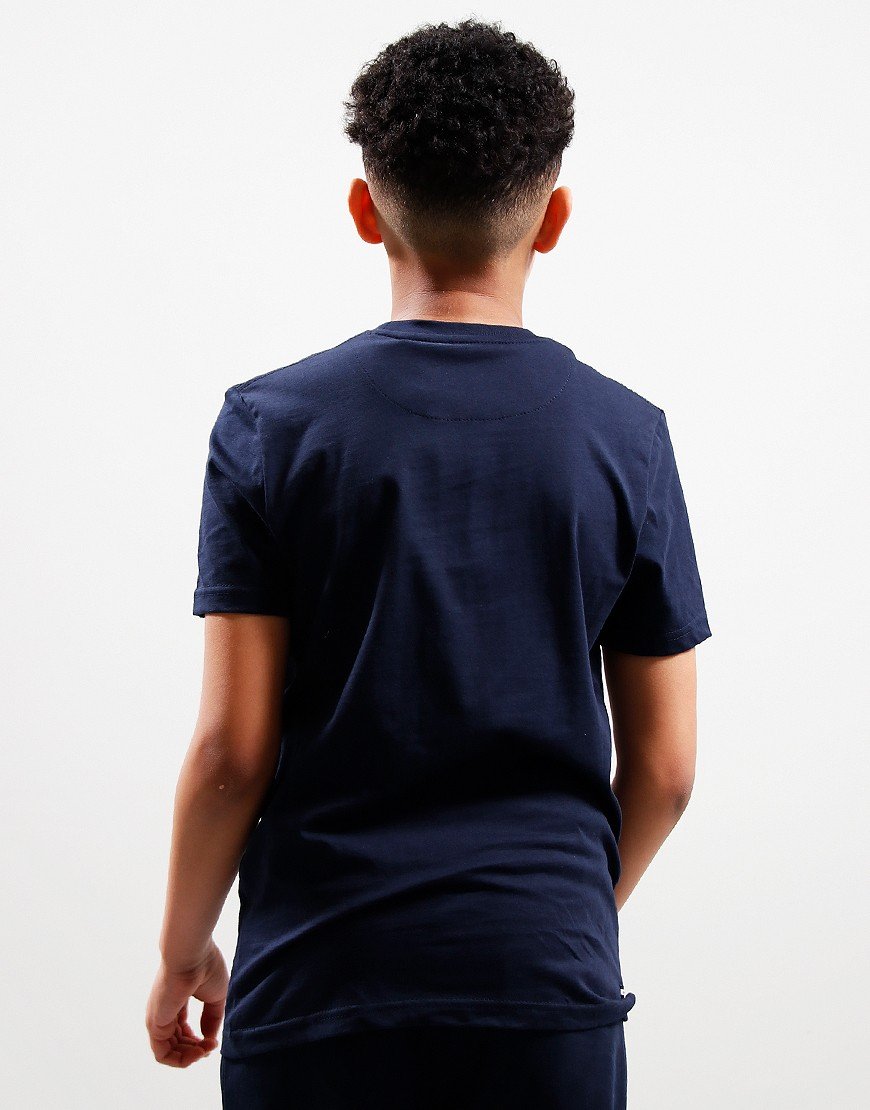WEEKEND OFFENDER KIDS CROSSWORD T SHIRT Navy/White/Pink Terraces Menswear