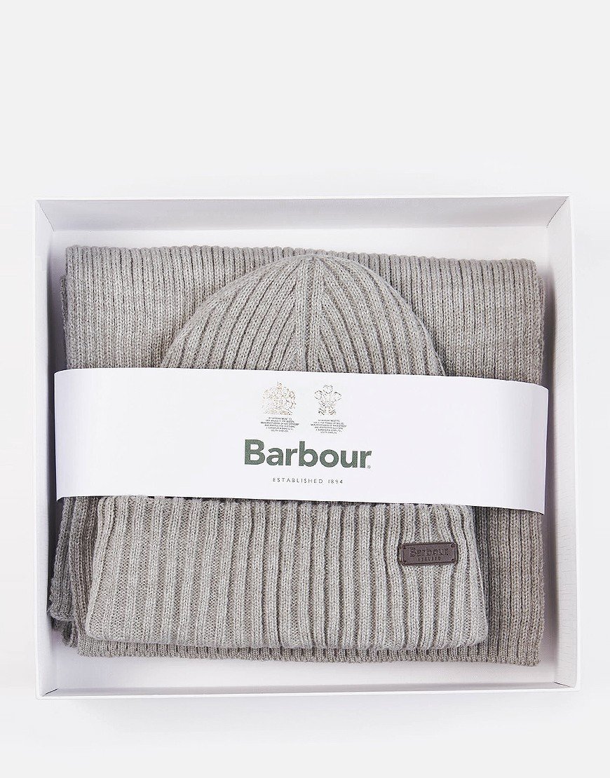 Barbour Crimdon Beanie & Scarf Grey Terraces Menswear
