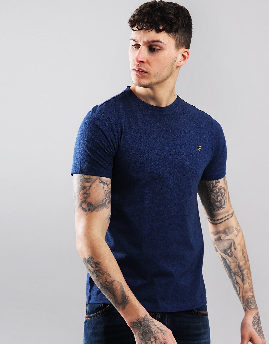 Farah Denny Marl T Shirt Neon Blue Marl Terraces Menswear