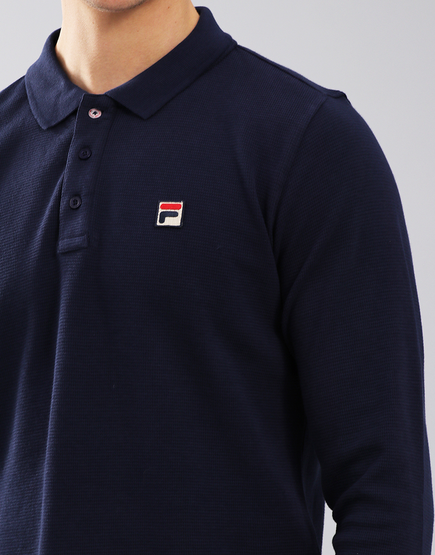 Fila Vintage Bertoni Long Sleeve Polo Shirt Peacoat Fila Vintage Bertoni Long Sleeve Polo Shirt Peacoat