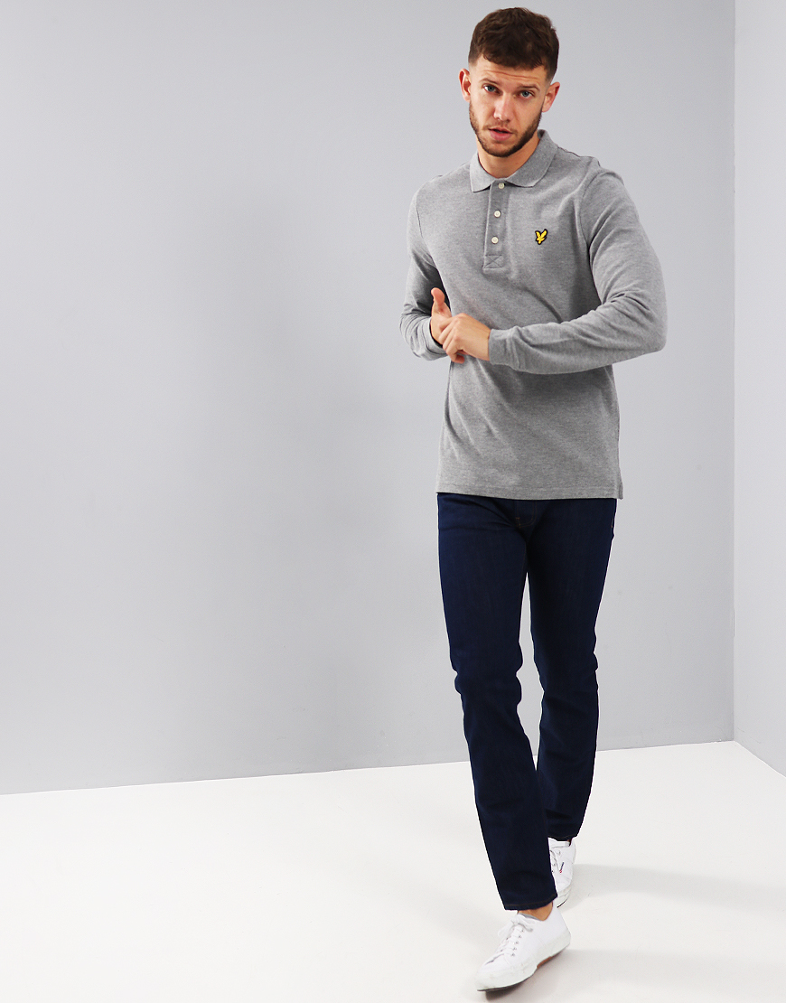 long sleeve grey polo shirt